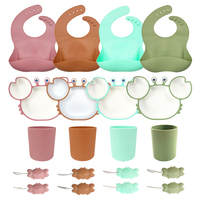 Assiette en silicone de qualité alimentaire pour la diversification alimentaire des bébés avec ventouse puissante, taille réglable, et gobelet durable pour bébé
