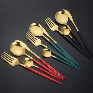 Brilliant Jieyang Modern Stainless Steel <strong>Cutlery</strong> Flatware Set Gold Finish Custom Logo Fork Tea For Wedding Giveaways - Product Image 1