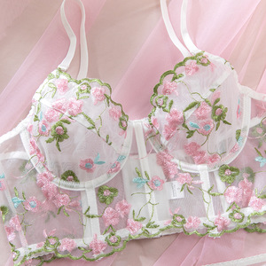 Hot Sexy See Through Lingerie Set Push up <b>Perspective</b> Mesh Lace-Bra and Panties Set Lace Embroidered Lingerie Set - Product Image 5