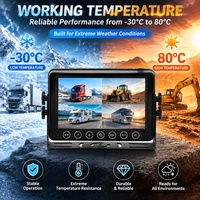 Layar Mobil 7 Inci AHD 1080P 4 Kanal Quad Split dengan Input Video, Remote Control, Kamera Mundur, dan Layar untuk Truk Berat