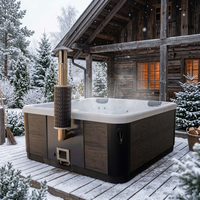 Bain à remous extérieur autoportant à chauffage bois avec 2 méthodes de chauffage, spa de massage confortable, modèle JW-2241