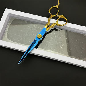 กรรไกรตัดผมปรับแต่งได้ ขนาด 6 นิ้ว กรรไกรซอยผม ใบมีดสีน้ำเงิน สแตนเลส สำหรับคนถนัดขวา ใช้ในงานเสริมสวย - Product Image 3