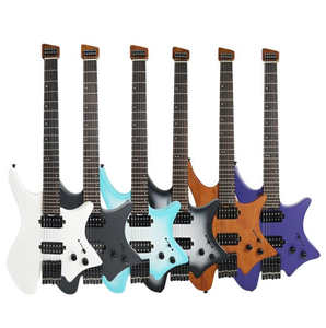 Guitare sans tête à double micro avec mode de verrouillage des cordes intégré, différents styles pour la lecture audio musicale - Product Image 1
