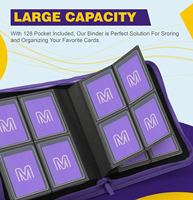 Classeur de cartes à collectionner personnalisé 160 emplacements 4 poches en cuir PU avec fermeture éclair pour cartes de sport et de jeu protégées et enregistrées sous pochettes rigides