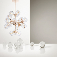Lustre en verre de luxe doré, luminaire suspendu LED, lumière blanche chaude, garantie de 2 ans pour salle à manger/salon