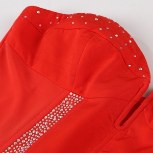 Haut Corset Rouge Personnalisé avec Strass, Bustier sans Bretelles à Armatures, Crop Top Femme pour Tenues de Club, Fabricant OEM - Product Image 5