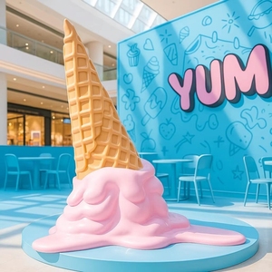 Scultura Gigante Personalizzata a Forma di Cono Gelato, Decorazione per Gelateria, Oggetto Scenico da Parete, Arte Decorativa per Museo del Gelato - Product Image 4