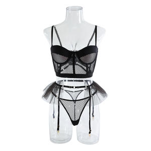 Хит продаж, сексуальный комплект нижнего белья из трех предметов, удобная сетчатая плиссированная юбка и грудь с хлопковым нижним бельем размера XL - Product Image 6