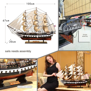 Cổ bằng gỗ Lịch Sử cao tàu hải lý trang trí quà tặng cổ điển thanh lịch USS Hiến Pháp giới hạn tàu cao Mô hình thuyền buồm - Product Image 6