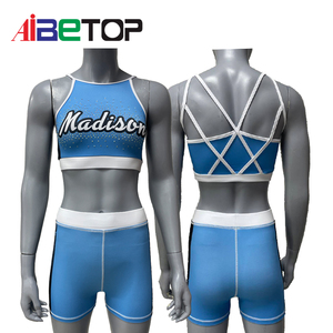 Best Quality Youth Cheer <strong>Bra</strong> and Shorts Sets Shiny Rhinestones Kids Cheerleader Outfit - Product Image 2