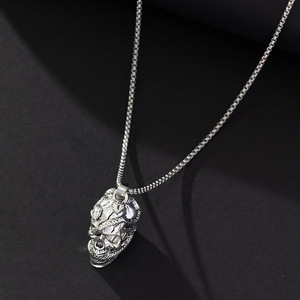 Collier avec pendentif en forme de crâne de serpent, bijoux tibétains en argent pour hommes, style Hip Hop Rock, XL 00035 - Product Image 1
