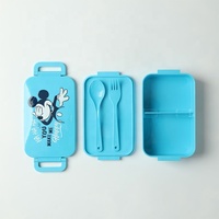 Boîte à bento mignonne pour enfants et filles, contenant en plastique avec compartiment et cuillère-fourchette, anti-fuite, pour le déjeuner scolaire