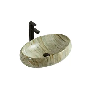 Colorful Ceramic Wash Art Basin Sink with CE Certificate European Standard Oval Shape for Hotel Applications