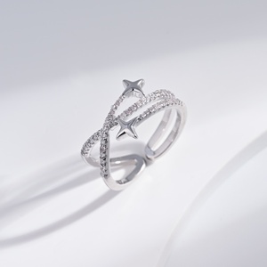 custom plata 925 sterling <b>Silver</b> butterfly gemstone <b>ring</b> fashion gold plated engagement <b>adjustable</b> star finger <b>rings</b> for woman - Product Image 2