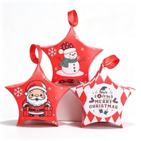 Boîtes cadeaux en forme d'étoile de Noël avec ruban, motif Père Noël, bonhomme de neige, renne, boîte à bonbons en papier
