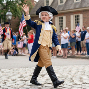 Nuevo Disfraz de Halloween para Niños de <span class=keywords><strong>George</strong></span> Washington, Uniforme Colonial Americano de Hamilton con Peluca - Product Image 2