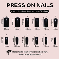 24 faux ongles longs en forme de cercueil à presser, motif écaille de tortue vintage automne, fleurs 3D cerise, avec décorations métalliques