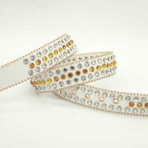 Ceinture de luxe en cuir PU BB Simon avec boucle magnétique intelligente, ornée de cristaux brillants et de strass, personnalisable 3,8 cm - Product Image 1