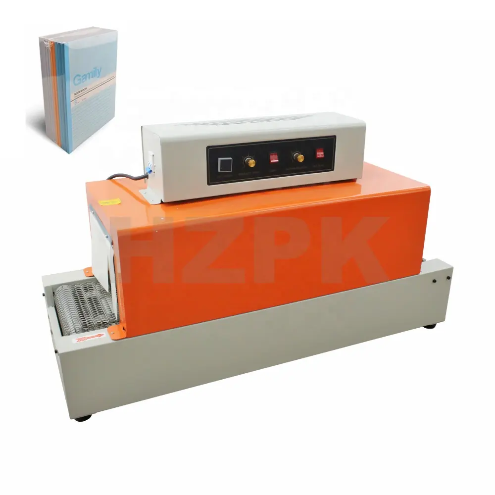 HZPK Semi Automatic Manual Box Bottle PP Plastic Film Tunnel Packaging Heat Mini Bs260 Shrink Wrap Machine Wrapping Packaged