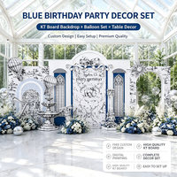Kit de toile de fond en panneau KT imprimé numériquement, motif toile bleue moderne française, fabriqué en Chine, pour anniversaire, baby shower, fête, événement