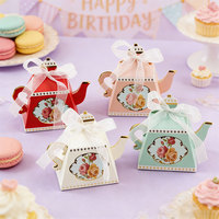Boîtes à bonbons pliables en forme de théière florale jetables Nicro, pour cadeaux de retour pour invités de mariage ou d'anniversaire, emballage en papier