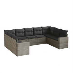 Juego de Sofás de Jardín de Ratán Gris, 6 Plazas, Resistente a la Intemperie, Diseño Contemporáneo, Muebles con Estructura de Acero - Product Image 1