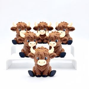 Adorno <span class=keywords><strong>de</strong></span> vaca Highland impreso en 3D, Mini figura <span class=keywords><strong>de</strong></span> 2,32 ", Toro Sentado, protección del medio ambiente para decoración del hogar, juguete para niños <span class=keywords><strong>de</strong></span> interior y exterior - Product Image 1