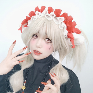 Ikat Rambut Telinga Domba Berenda Gaya Harajuku Jepang, Pita Bulu Imitasi Lembut dan Imut untuk Wanita, Aksesoris Kepala untuk Pesta - Product Image 4