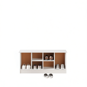 Panca Portascarpe in Legno di Pino Bianco Massiccio 39,4 X 13,8 X 17,7 Pollici, Scarpiera Minimalista Moderna Autoportante per Ingresso e Soggiorno - Product Image 1