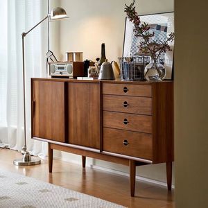 Aparador Vintage de Madera Maciza con 2 Compartimentos, Mueble de Almacenamiento para Sala de Estar - Product Image 2