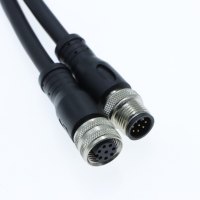 Connecteur M12 blindé étanche noir, faisceau de câbles moulé sur mesure pour câblage industriel