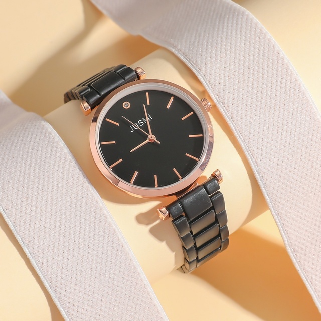 Fashionable Women's Quartz Watch, Ceramic Watch for Women, Black and White, Student Trendy Ladies' Bracelet Watch