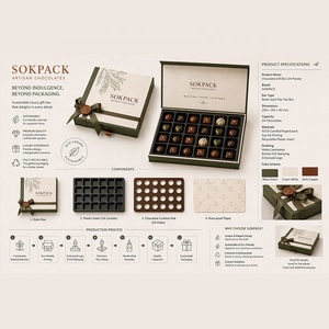 Boîte cadeau personnalisée style <span class=keywords><strong>livre</strong></span> à couvercle rabattable pour chocolats et bonbons, 24 compartiments, <span class=keywords><strong>en</strong></span> carton rigide avec insert <span class=keywords><strong>en</strong></span> plastique, boîte à bonbons - Product Image 4