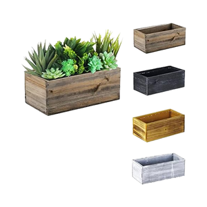 Jardinera rectangular <span class=keywords><strong>de</strong></span> <span class=keywords><strong>madera</strong></span> marrón Natural <span class=keywords><strong>de</strong></span> Long River, 10x5x4 pulgadas, respetuosa con el medio ambiente, duradera, rústica, estilo <span class=keywords><strong>de</strong></span> granja, ligera - Product Image 1