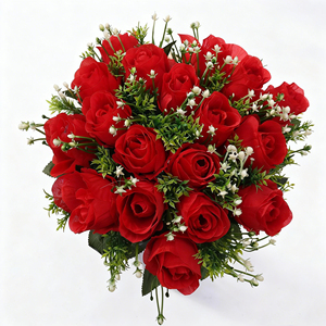 Bouquet de 18 roses artificielles en soie, toucher réel, pour centres de table de mariage, décorations de table, boule de fleurs, vente en gros - Product Image 1