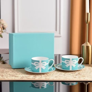 Taza y Platillo de Cerámica con Diseño de Lazo, Estilo Europeo, Porcelana Fina, para Té de la Tarde, Estilo Nórdico, Creativo, para Café - Product Image 1