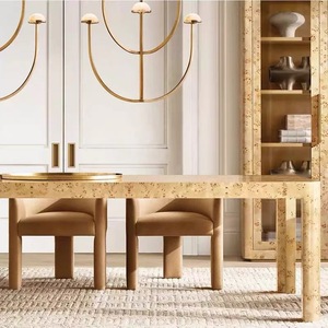 Rắn gỗ hình chữ nhật bàn ăn với Retro biệt thự khách sạn lấy cảm hứng từ Veneer kết thúc thiết lập cho nhà hàng hoặc nhà sử dụng cho xuất khẩu - Product Image 2