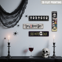 Letrero Metálico Largo con Caras de Esqueletos Espeluznantes para Días Laborables, Decoración Retro de Halloween para Pared del Hogar