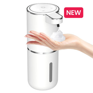 Distributeur de savon liquide moussant automatique sans contact de luxe moderne rechargeable pour salle de bain avec plateau - Product Image 1
