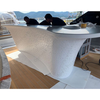 Comptoir de bar mobile en marbre Corian de luxe avec lumières LED Comptoir de bar mobile de taille personnalisée