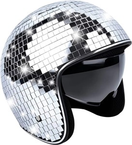 <span class=keywords><strong>Casque</strong></span> de <span class=keywords><strong>moto</strong></span> demi-visage en forme de <span class=keywords><strong>boule</strong></span> disco, fait main, tendance, en ABS, neuf, pour les soirées DJ, les discothèques ou comme accessoire - Product Image 1