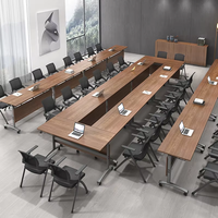 Table d'entraînement moderne et portable Bureau de réunion pliable avec finition en bois Mobilier d'apprentissage et de formation