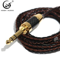 Câble audio-vidéo auxiliaire amélioré, souple, DIY, OEM, en argent pur, 6,35 mm, 2x3,5 mm, mâle-mâle, stéréo, pour écouteurs, haut-parleur/microphone