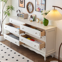 Commode de luxe intégrée moderne en bois massif crème, table de chevet murale avec 8 tiroirs pour salle à manger et chambre