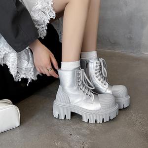 Botas de Moda Retro Europeas Estilo 2025 - Botines Versátiles y Sencillos con Plataforma, Tacón Cuadrado, Parte Superior de Cuero Genuino y Suela de Goma - Product Image 5