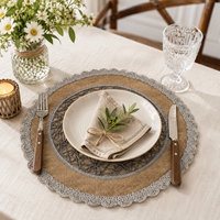Natürliche Jute Runde Tischsets Handgefertigt Umweltfreundlich Bohemian Esstisch-Untersetzer OEM/ODM Anpassbar Kartonverpackung 38cm Durchmesser
