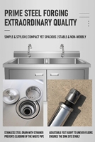 Meubles d'évier de cuisine en acier inoxydable de style européen avec égouttoir, double évier, pieds réglables en hauteur, autoportants, capacité de charge 300 kg/m²