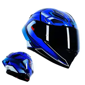 사용자 정의 OEM DOT 풀 페이스 오토바이 헬멧 더블 바이저 Casco De Moto 큰 꼬리 핀록 오토바이 헬멧