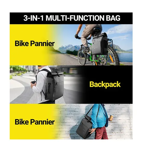 Auerka tas keranjang sepeda 3 dalam 1, tas keranjang beban multifungsi untuk sepeda gunung atas