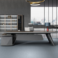 Table d'ordinateur de bureau moderne en bois durable pour cadre dirigeant, avec design incurvé et fonctionnalités modulaires, idéale pour villa - Vente en gros